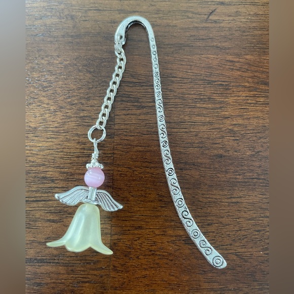 Handmade Yellow & Pink Angel / Fairy Bookmark with Silver Tone Hook - ideal Gift - Picture 1 of 7